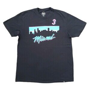 '47 Miami Heat Dwayne Wade #3 Size Medium Mens Black Double Side T-Shirt NBA